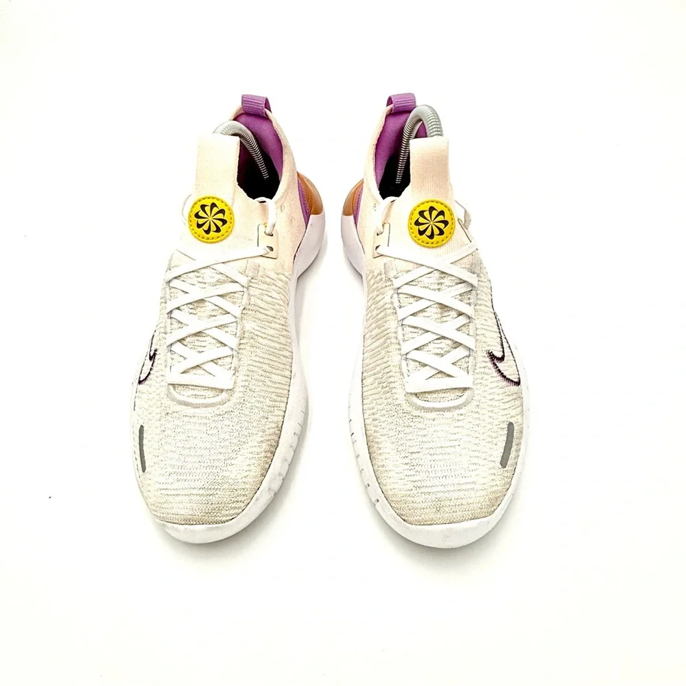 Nike Nike‎ Run Flyknit Next Nature Women's Sneakers in Cream, Purple, and Orange